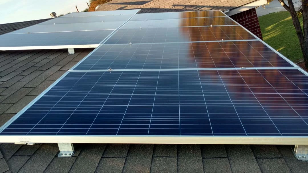 Solar panels across the roof of a South Texas home